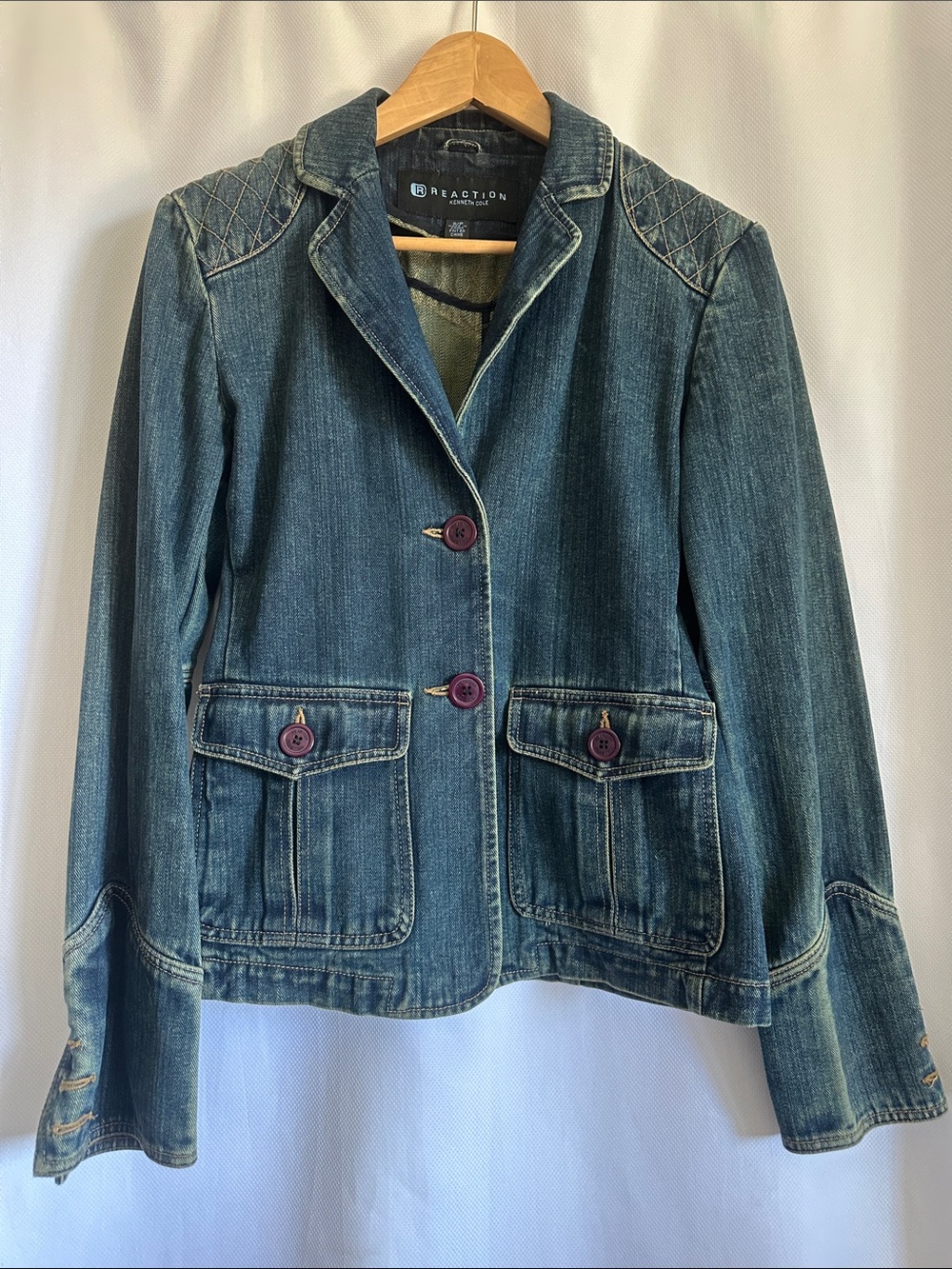 Reaction Kenneth Cole Women's Washed Blue Denim Blazer